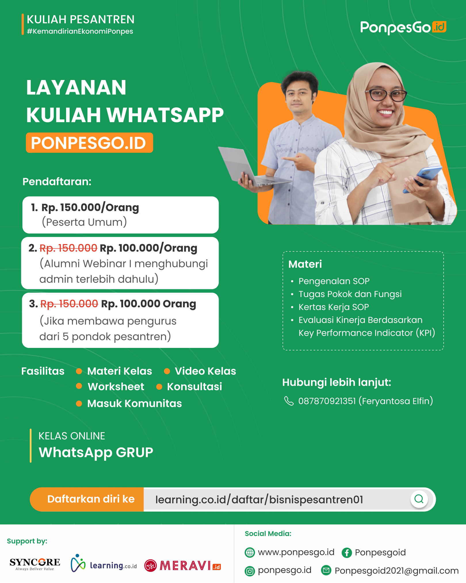 Layanan Kuliah Whatsapp (Kulwap) dari PonpesGo.id Gratis!